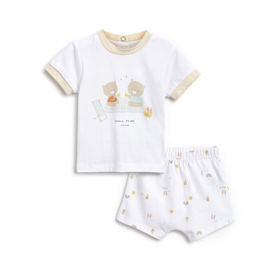 Infants White T-shirt with Short Pants